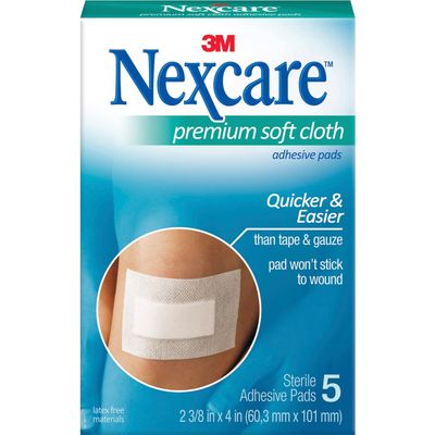 3M H3564 Adhesive Gauze Pad, Hypoallergenic, 2-3/8-Inch x4-Inch, 3-Ply, 5/PK