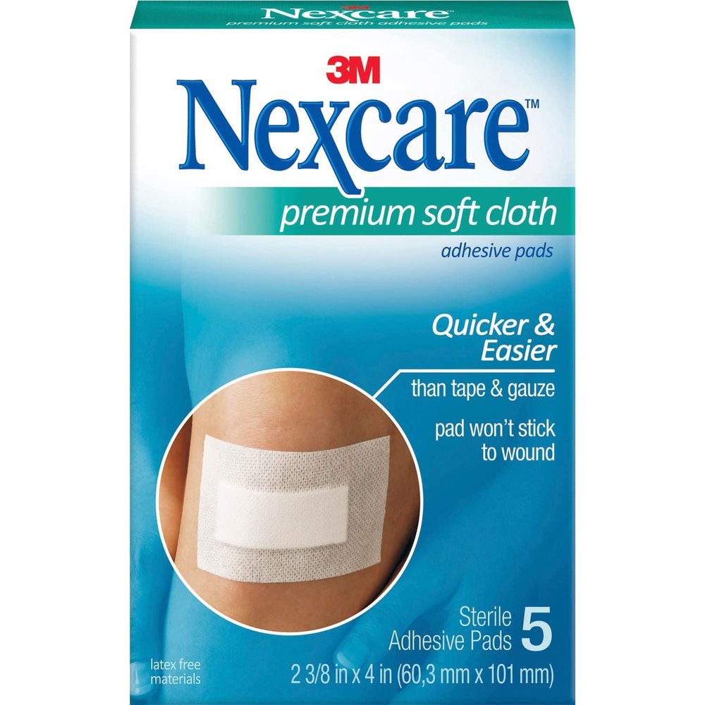 3M H3564 Adhesive Gauze Pad, Hypoallergenic, 2-3/8-Inch x4-Inch, 3-Ply, 5/PK