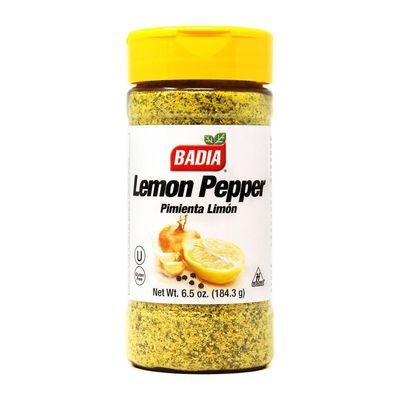 Badia Lemon Pepper Seasoning, 6.5 oz - Pepper, Garlic & Onion, Zesty Citrus Blend for Chicken, Seafood & Vegetables