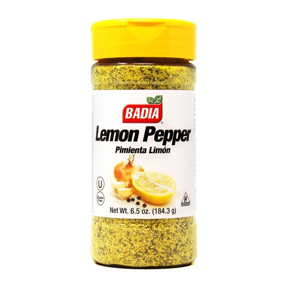 Badia Lemon Pepper Seasoning, 6.5 oz - Pepper, Garlic & Onion, Zesty Citrus Blend for Chicken, Seafood & Vegetables