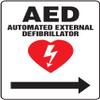 AED AUTOMATED EXTERNAL DEFIBRILLATOR ---> (RIGHT ARROW) (W/GRAPHIC) view 1