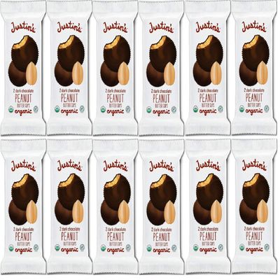 Justin's Dark Chocolate Peanut Butter Cups , 1.4 Ounce (Pack of 12)