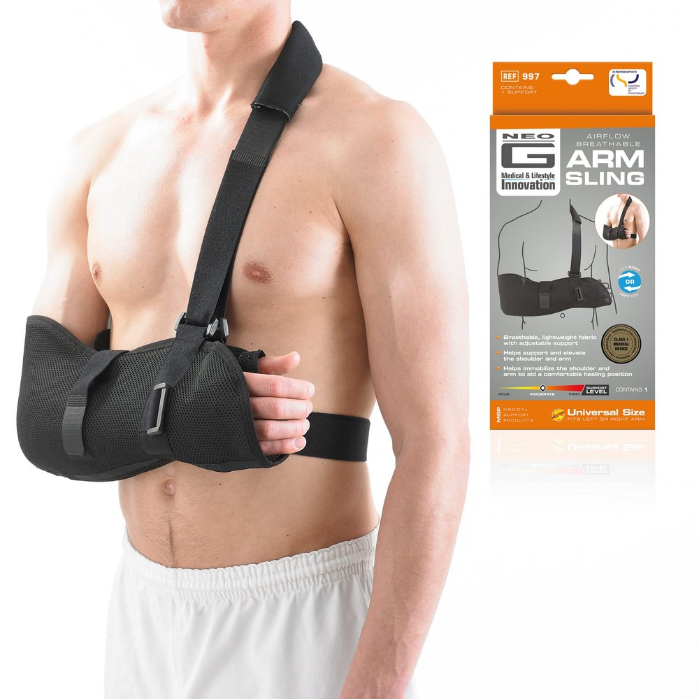 Neo-G Arm Sling, Airflow Breathable - Lightweight Shoulder Sling Helps Support and Elevate Arm, Injury Recovery, Pre/Post Surgery - Adjustable Straps - Class 1 Medical Device