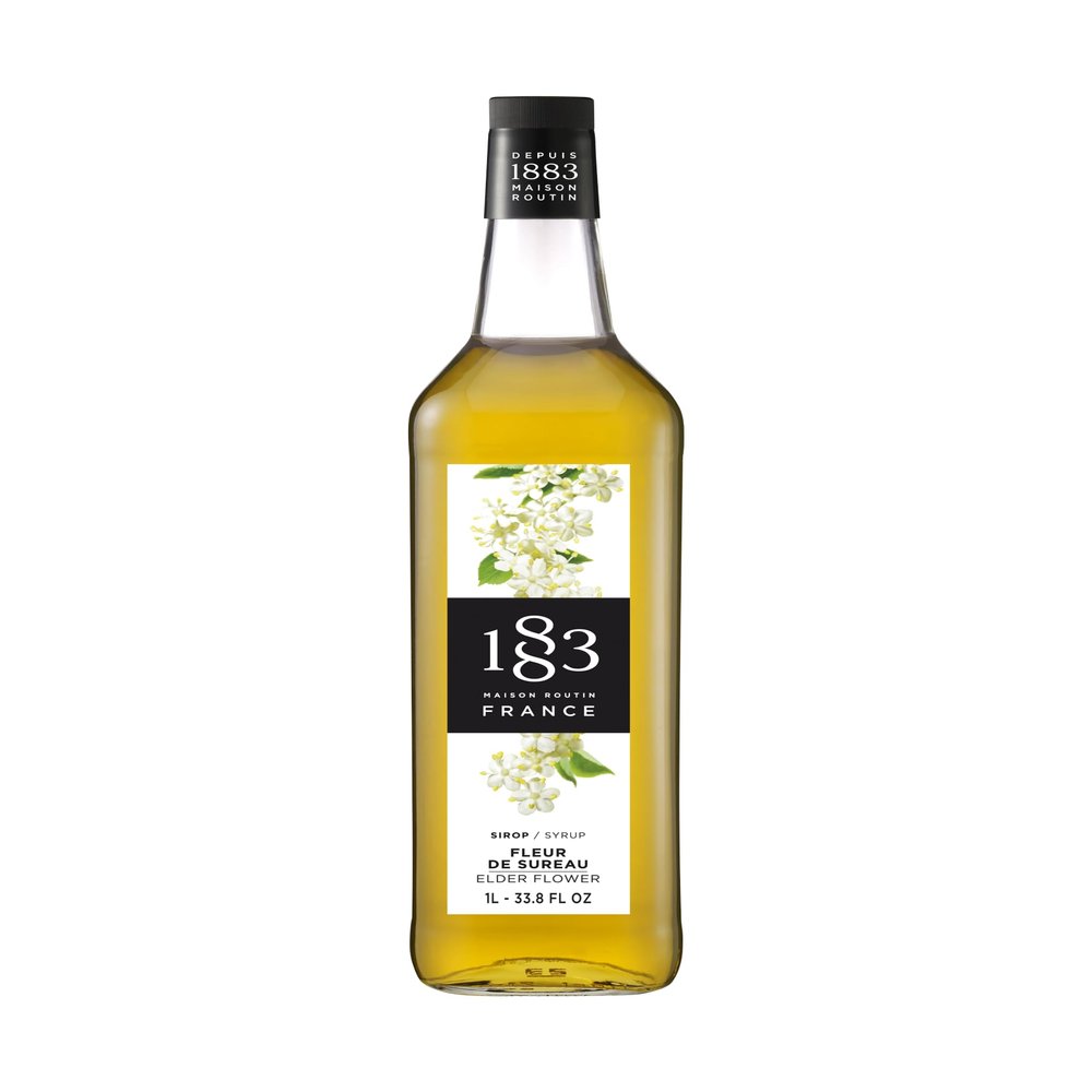 1883 Elderflower Syrup for Drinks, Made in France, 1 Liter Glass Bottle