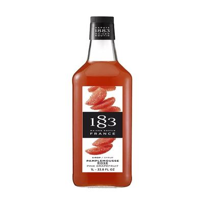 1883 Pink Grapefruit Syrup for Drinks, Made in France, 1 Liter Glass Bottle