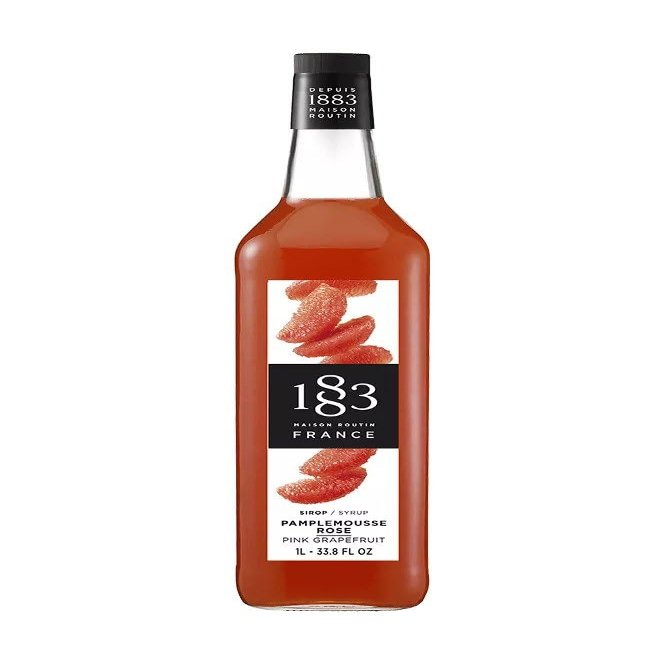 1883 Pink Grapefruit Syrup for Drinks, Made in France, 1 Liter Glass Bottle