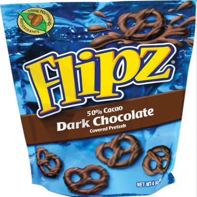 Flipz Dark Chocolate Covered Pretzels, 4 oz. Bags, 6 Bags/Box