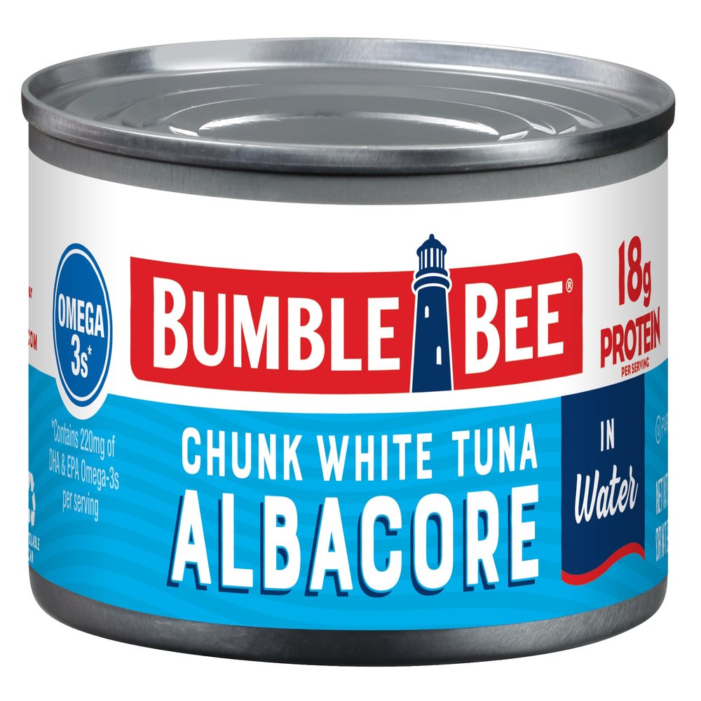 Bumble Bee Chunk White Albacore Tuna in Water, 12 oz Can - Wild Caught Tuna - 18g Protein per Serving, High in Omega-3s - Non-GMO Project Verified, Gluten Free, Kosher