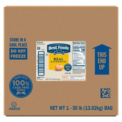 Best Foods Real Mayonnaise, Condiment for Sandwiches, Salads, Mayo Made with 100% Cage Free Eggs, Gluten Free, Kosher, Vegetarian, 4 Gallons, 30-Pound Box (Pack of 1)