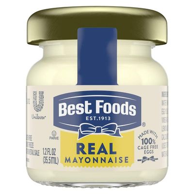 Best Foods Real Mayonnaise Mini Jars Condiment for Sandwiches, Salads, Mayo Made with 100% Cage Free Eggs, Gluten Free, 1.2 oz, Pack of 72