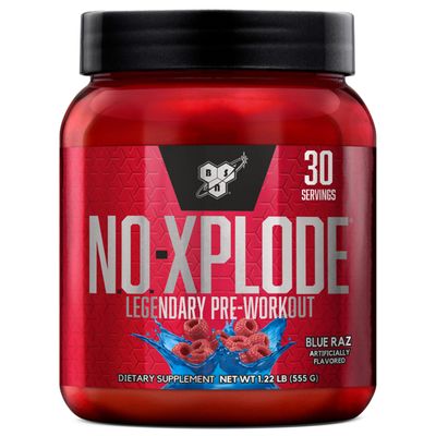 BSN N.O.-XPLODE Pre Workout Powder, Energy Supplement for Men and Women with Creatine and Beta-Alanine, Blue Raz, 30 Servings, 1.2 Pound (Packaging May Vary)