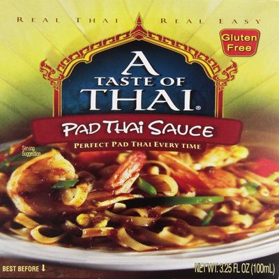 A Taste of Thai Pad Thai Sauce  Authentic Tamarind Cooking Sauce for Stir-Fries, Noodles, Soups & Marinades  Ideal for Thai Recipes  Trans Fat-Free, Gluten-Free, Preservative-Free  3.25 oz