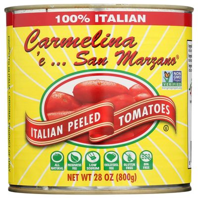 Carmelina Italian Whole Peeled Tomatoes in Puree, 28-Ounce (Pack of 6)