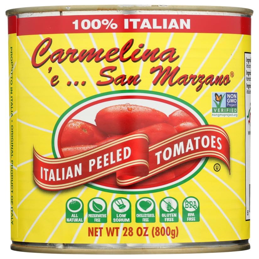 Carmelina Italian Whole Peeled Tomatoes in Puree, 28-Ounce (Pack of 6)