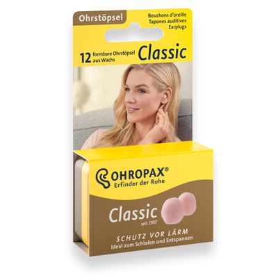 Ohropax Reusable Wax/Cotton Ear Plugs (12 Plugs Total) - Ear Plugs for Sleeping Noise Cancelling, Swimming, Shooting Ear Protection, and a snoring Solution
