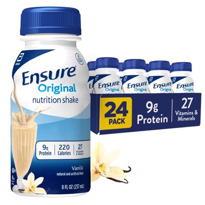 Ensure Original Nutrition Shake with 9 Grams of Protein, Meal Replacement Shakes, Vanilla, 8 fl oz, 24 Count