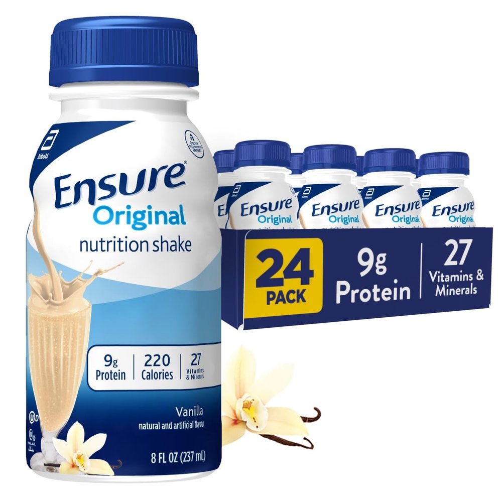 Ensure Original Nutrition Shake with 9 Grams of Protein, Meal Replacement Shakes, Vanilla, 8 fl oz, 24 Count