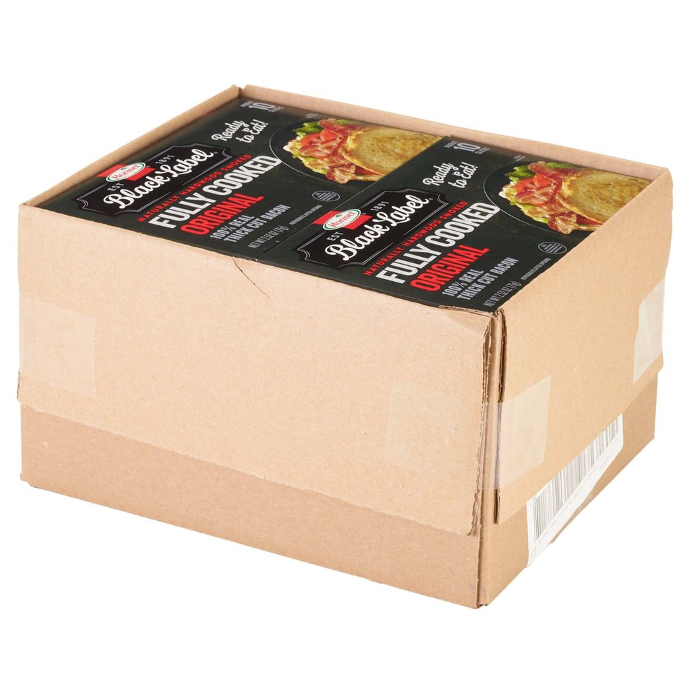 HORMEL BLACK LABEL Bacon Thick Cut, Fully Cooked Bacon, Gluten-Free Breakfast Option, 2.52 Oz (Pack of 12)