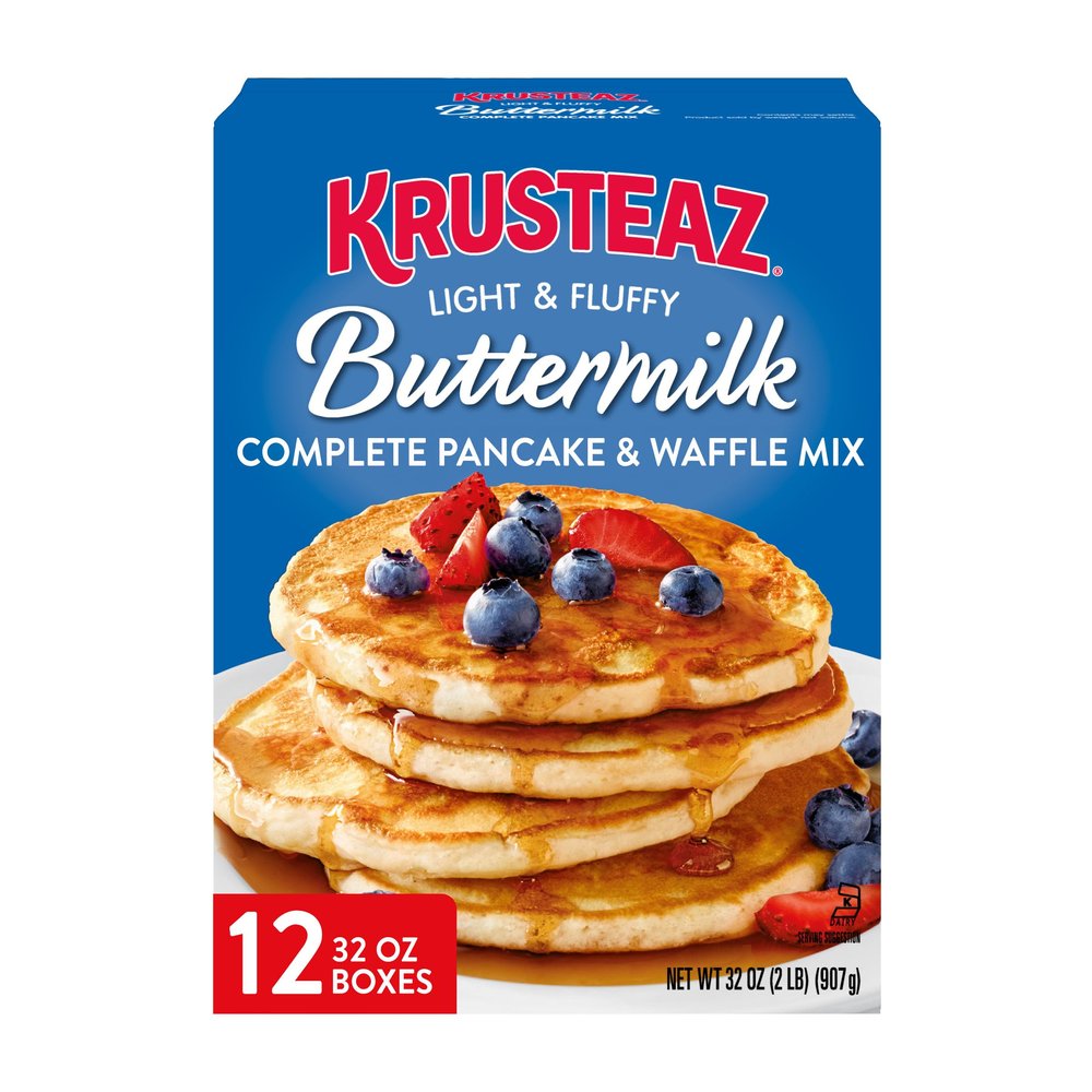 Krusteaz Light Fluffy Pancake Mix No Artificial Flavors Colors or Preservatives Buttermilk, 32 Ounce (Pack of 12)