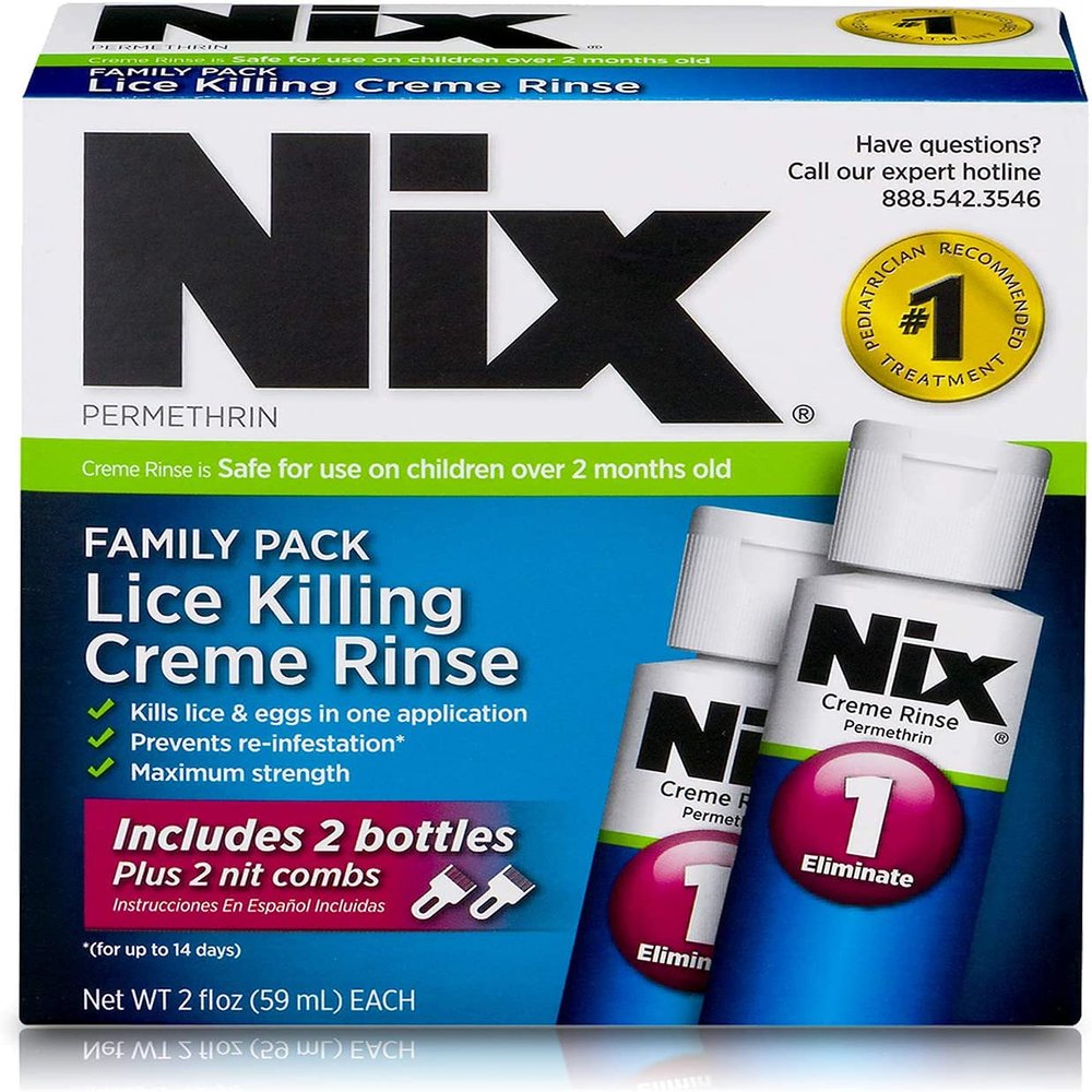Nix Lice Killing Crme Rinse Family Pack, 4 Fl Oz Nix Crme Rinse and 2 Nit Combs (Pack of 1)