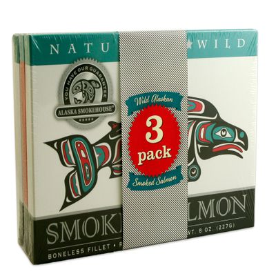 Alaska Smokehouse Jumbo Smoked Salmon (8 Oz), 3-Count Variety Pack