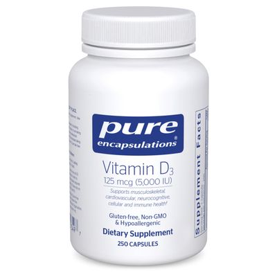 Pure Encapsulations Vitamin D3 125 mcg (5,000 IU) - Supplement to Support Bone, Joint, Breast, Heart, Colon, and Immune Health* - with Vitamin D - 250 Capsules
