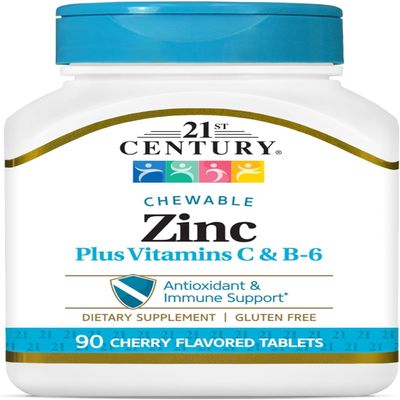 21st Century Zinc Chewable with C and B6, Cherry Chew, 90 Count (Pack of 2)