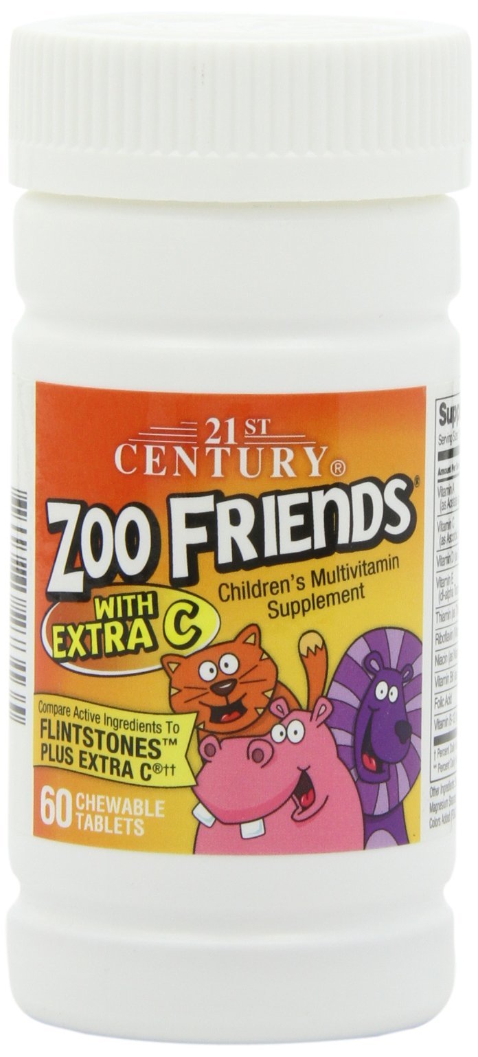 21st Century Zoo Friends with Extra C Chewable Tablets, 60-Count (Pack of 2)