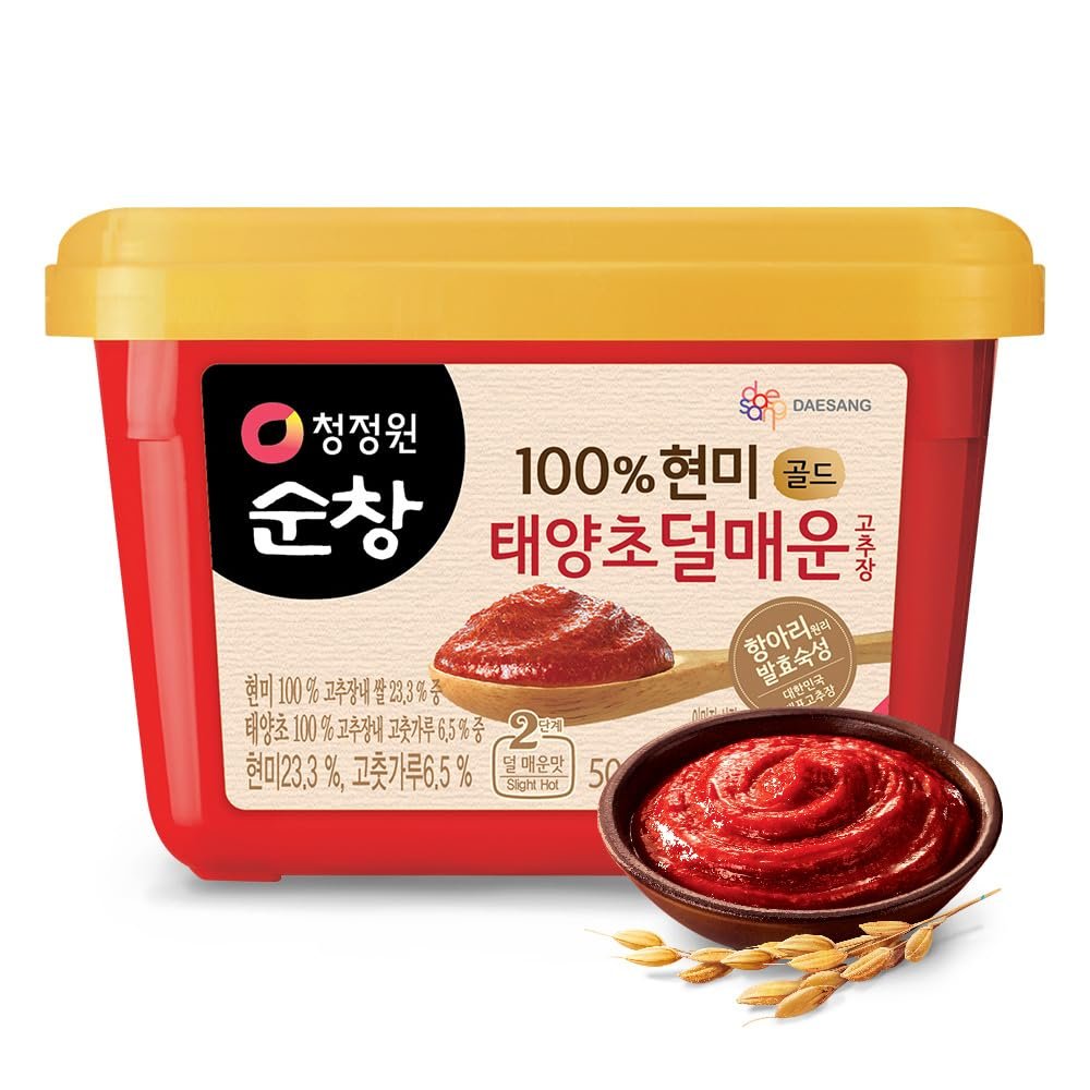 Gochujang  Korean Red Chili Paste [ Mild | 1.1 lb (500g) ]  Gluten-Free/ 0 Fat/ 0 Cholesterol / (40 Calories/Serving) | Spicy & Sweet Savory Fermented Sauce | Great for Bibimbap, Marinades, Stews & BBQ - Ofood