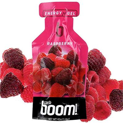 Boom Nutrition - Carb Boom Energy Gel - Fruit-Flavored Energy Gels - Workout Gel - Energy Gel for Cycling - Running Gel - Natural Energy Gel - Raspberry (24 Pack)