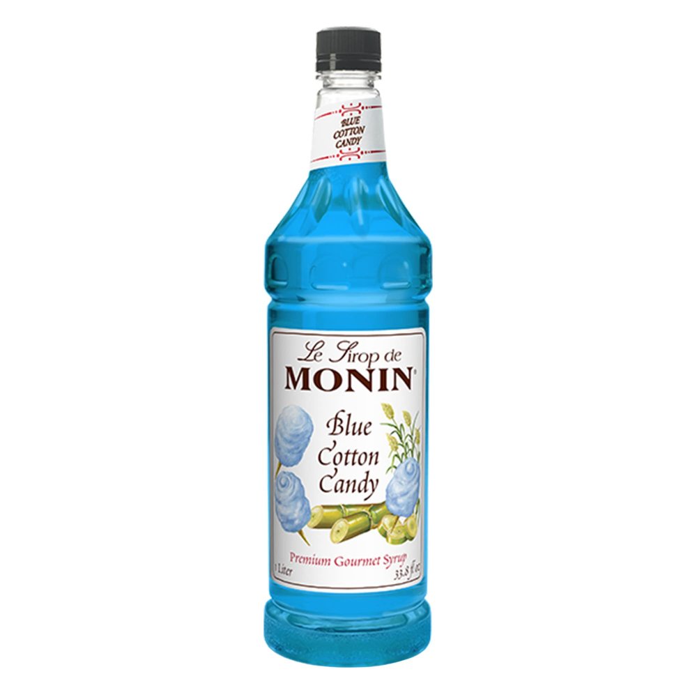 Monin - Blue Cotton Candy | Premium Syrup for Lemonades, Shakes, Sodas & More (BPA-Free Plastic Bottle, 1 Liter)