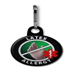 LATEX ALLERGY Medical Alert 1 inch Zipper Pull Charm