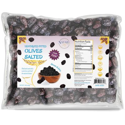 Natural Zing Organic Peruvian Black Olives | Dried Olives, Pitted for a Convenient Healthy Snack Alternative | Naturally Fermented & Organic | 8 oz Bag