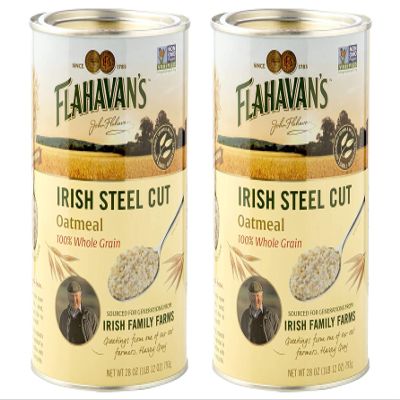 Flahavans Irish Steel Cut Oatmeal, 28 Ounce, 100% Whole Grain Oats, Non-GMO Verified, Field to Spoon, Traditional Irish Oatmeal, Tin [Pack of 2]
