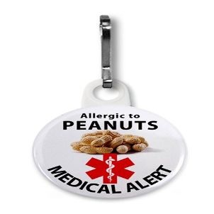 ALLERGIC TO PEANUTS Medical Alert 1 inch White Zipper Pull Charm