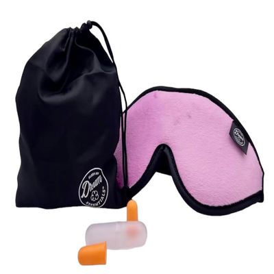Dream Essentials Escape Luxury Sleep Mask Kit with Eye Cavities, Earplugs and Carry Pouch - Princess Pink Pink, Gift Set