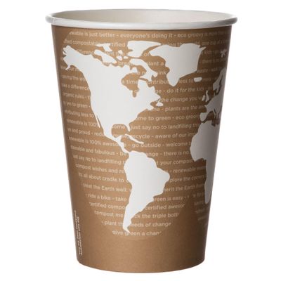 ECO PRODUCTS Compostable 32oz Lined Paper Food Bowls, Case of 500, Renewable Disposable Round Containers, Plant-Based PLA Lined, World Art, Lids Available, ASTM Compliant, BPI-Certified