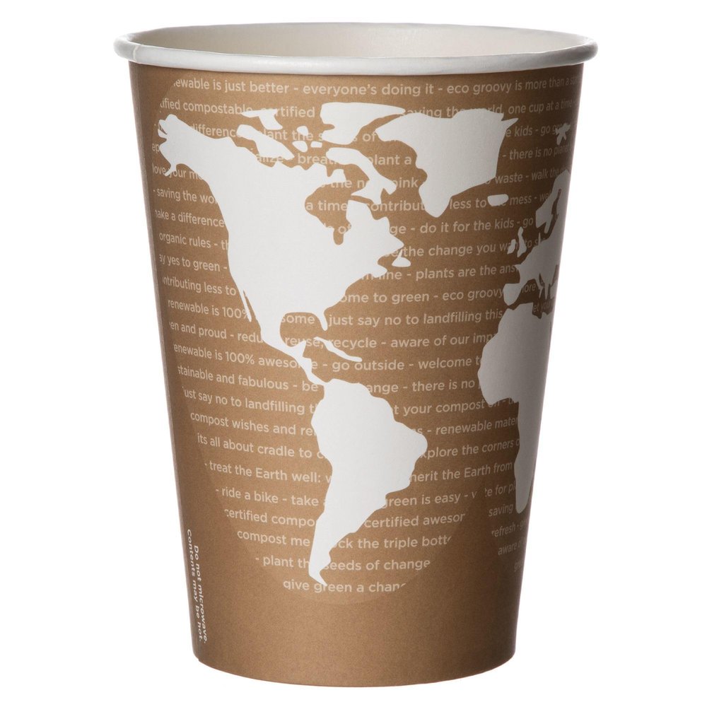 ECO PRODUCTS Compostable 32oz Lined Paper Food Bowls, Case of 500, Renewable Disposable Round Containers, Plant-Based PLA Lined, World Art, Lids Available, ASTM Compliant, BPI-Certified