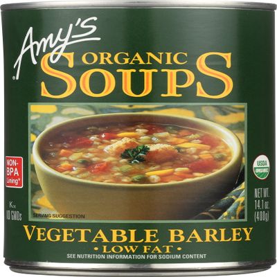 Amy's Organic Soups, Low Fat Vegetable Barley, 14.1 Ounce