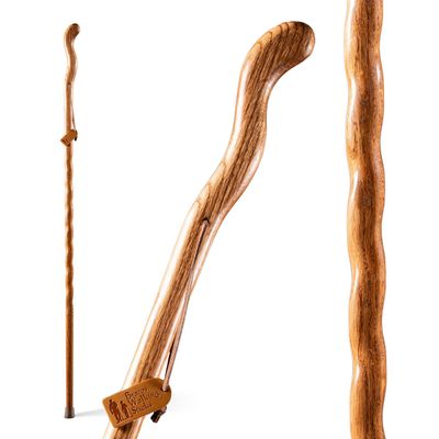 Brazos Handcrafted Wood Walking Stick, Twisted Oak, Ergonomic Style Handle, for Men & Women, Made in The USA, Tan, 48"