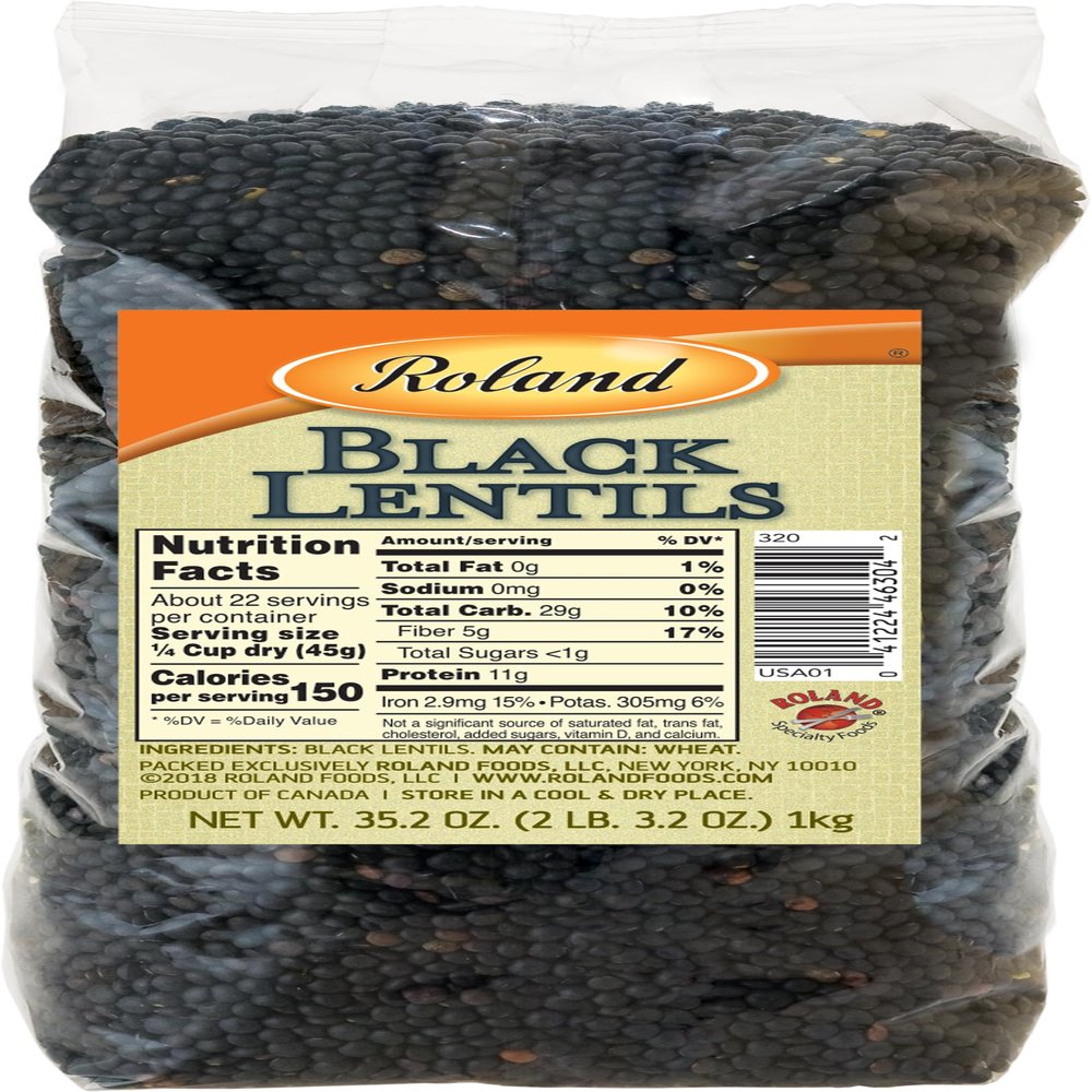 Roland Foods Dried Black Lentils, Specialty Imported Food, 35.2-Ounce Bag