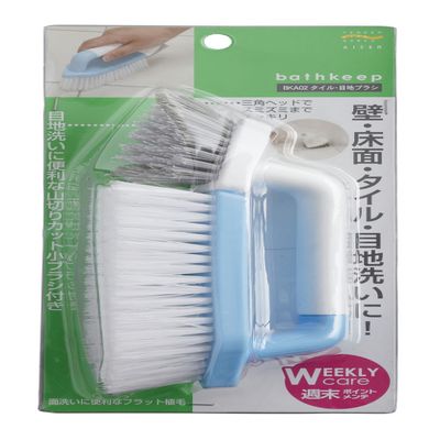 Aisen BKA02 Cleaning Brush, Blue/White, Approx. Height 2.2 x Width 7.9 x Height 3.5 inches (5.5 x 20 x 9 cm), Bathkeep, Industrial, Bath, Tile and Joint Brush, Small Brush Included
