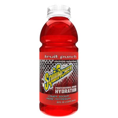 Sqwincher Ready to Drink Fruit Punch 20 Oz Wide Mouth Bottle Single Serving 24 Per Case