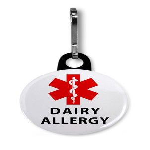 DAIRY ALLERGY Red Medical Alert 1 inch Zipper Pull Charm