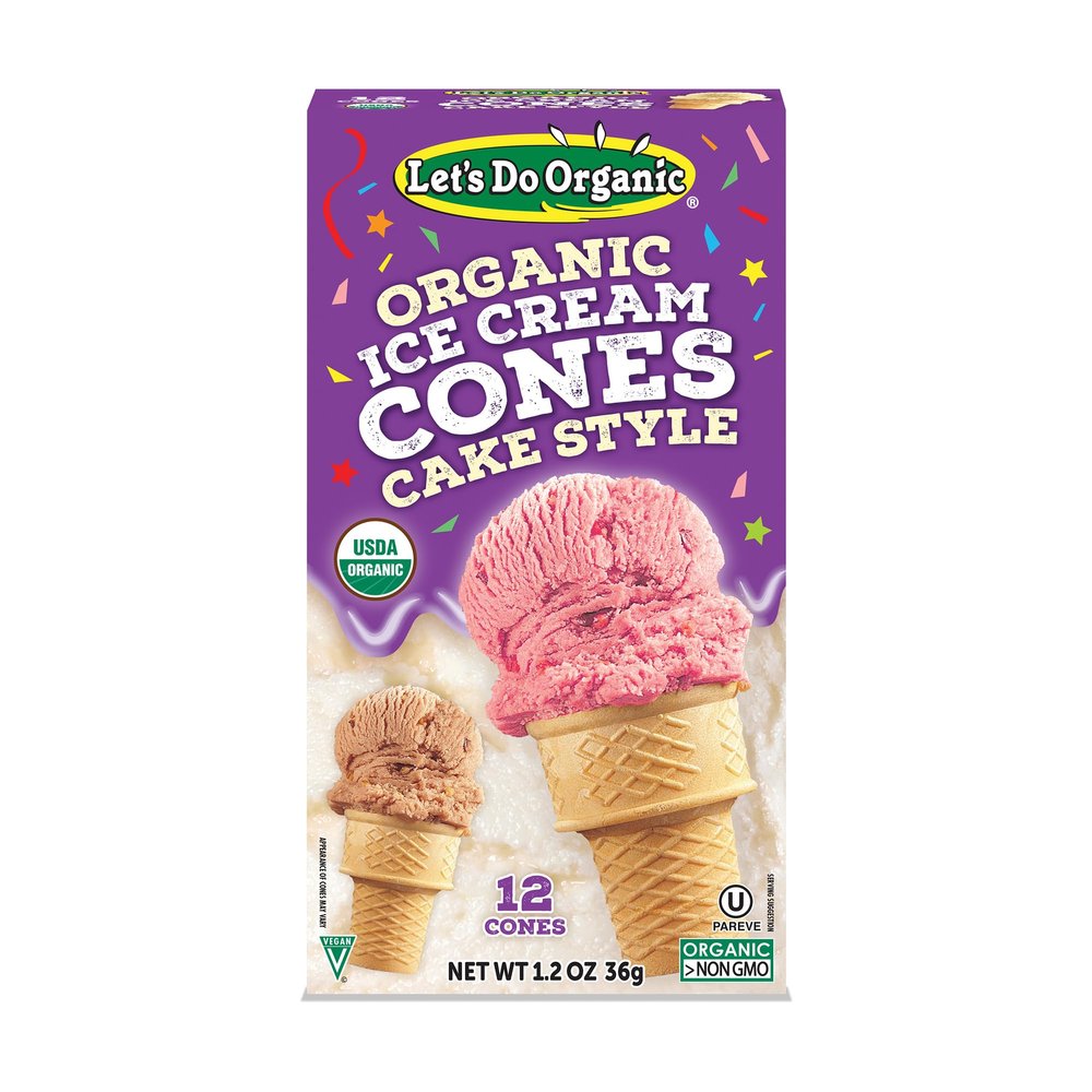 Lets Do Organic Ice Cream Cones - Sugar Cones for Ice Cream, Mini Ice Cream Cones, Ice Cream Cups, Crispy Cones, Mini Cake Cones - 1.2 Oz (Pack of 1)