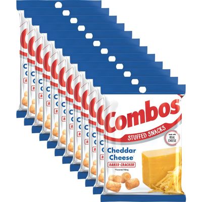 COMBOS Cheese Snacks - Cheddar Cheese and Crackers Snack Packs, Baked Cracker, 6.3-Ounce Bulk Snack Bag (Pack of 12)