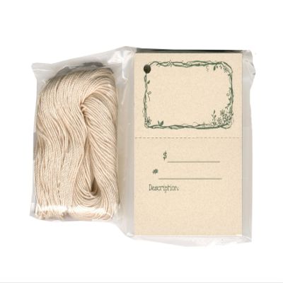 100 2-Part Craft Hang Tags Twigs & Flowers & 100 Cut Strings for Crafts & Gifts. Personalize & Price Your Merchandise.