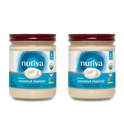 Nutiva Organic Coconut Manna Pured Coconut Butter, 15 Oz (Pack of 2), USDA Organic, Non-GMO, Whole 30 Approved, Vegan, Gluten-Free & Keto, Creamy Spread to Boost Smoothies & Oatmeal