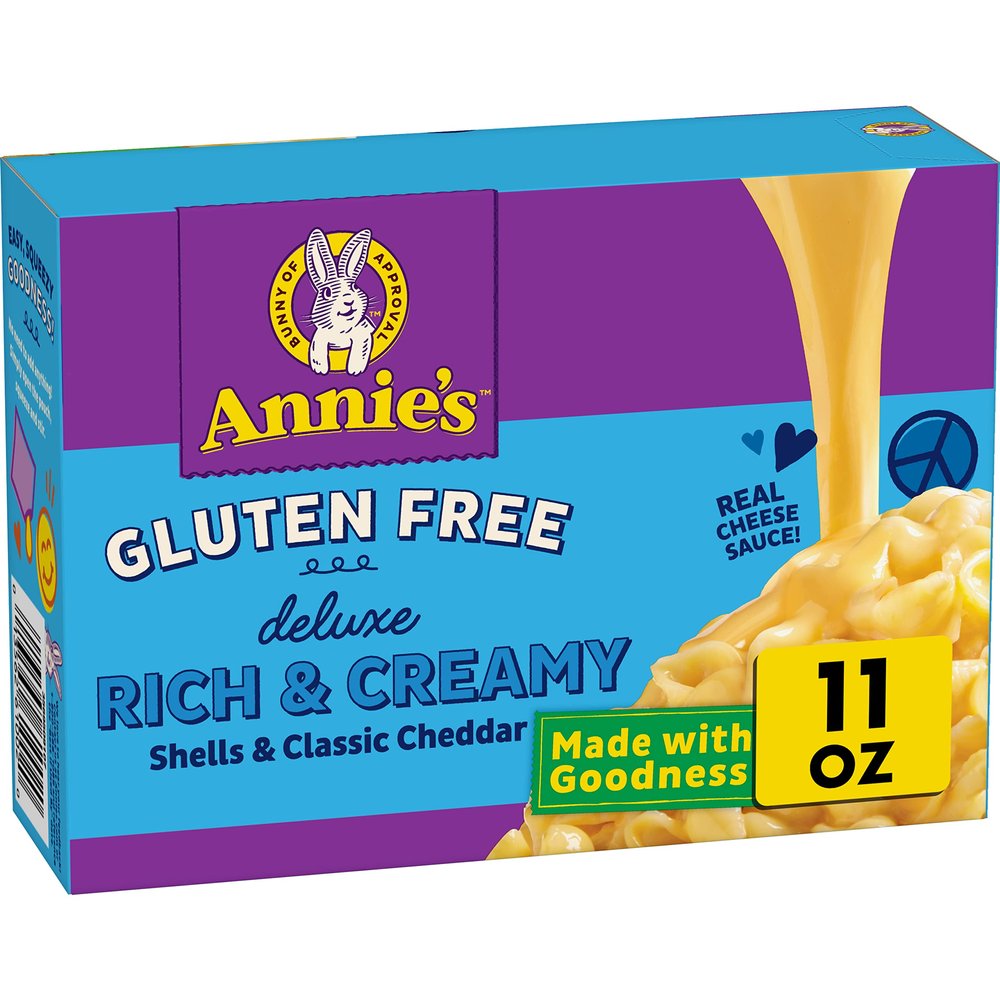 Annie's Deluxe Gluten Free Mac and Cheddar Shells, Rice Pasta & Cheddar Mac N Cheese, 11 oz