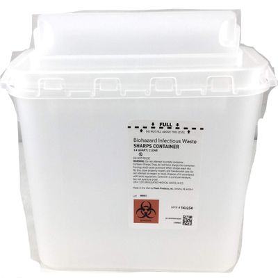 BD 5.4 Quart Translucent White Horizontal Entry Sharps Container